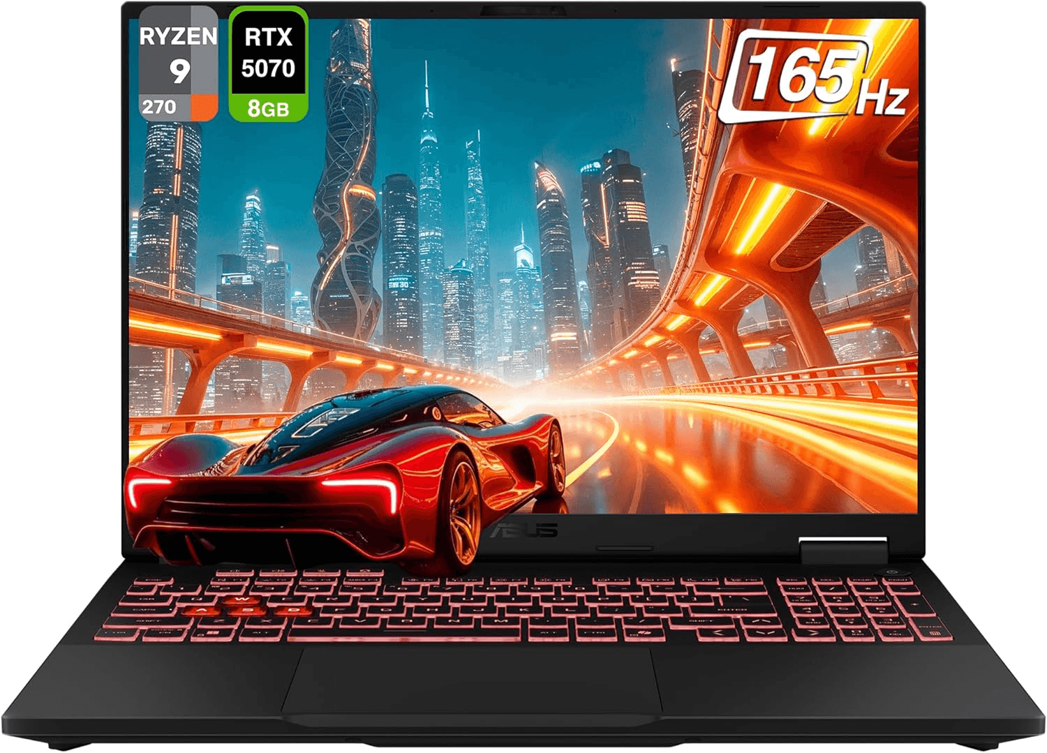 ASUS TUF A16 Copilot+ Gaming Laptop, AMD Ryzen 9 270, 32 GB DDR5 RAM, 1 TB PCle SSD, 16" FHD+ (1920x1200) 165Hz Display, Nvidia G-Force RTX 5070, 1-Zone RGB Keyboard, W11 Home, Jaegar Gray