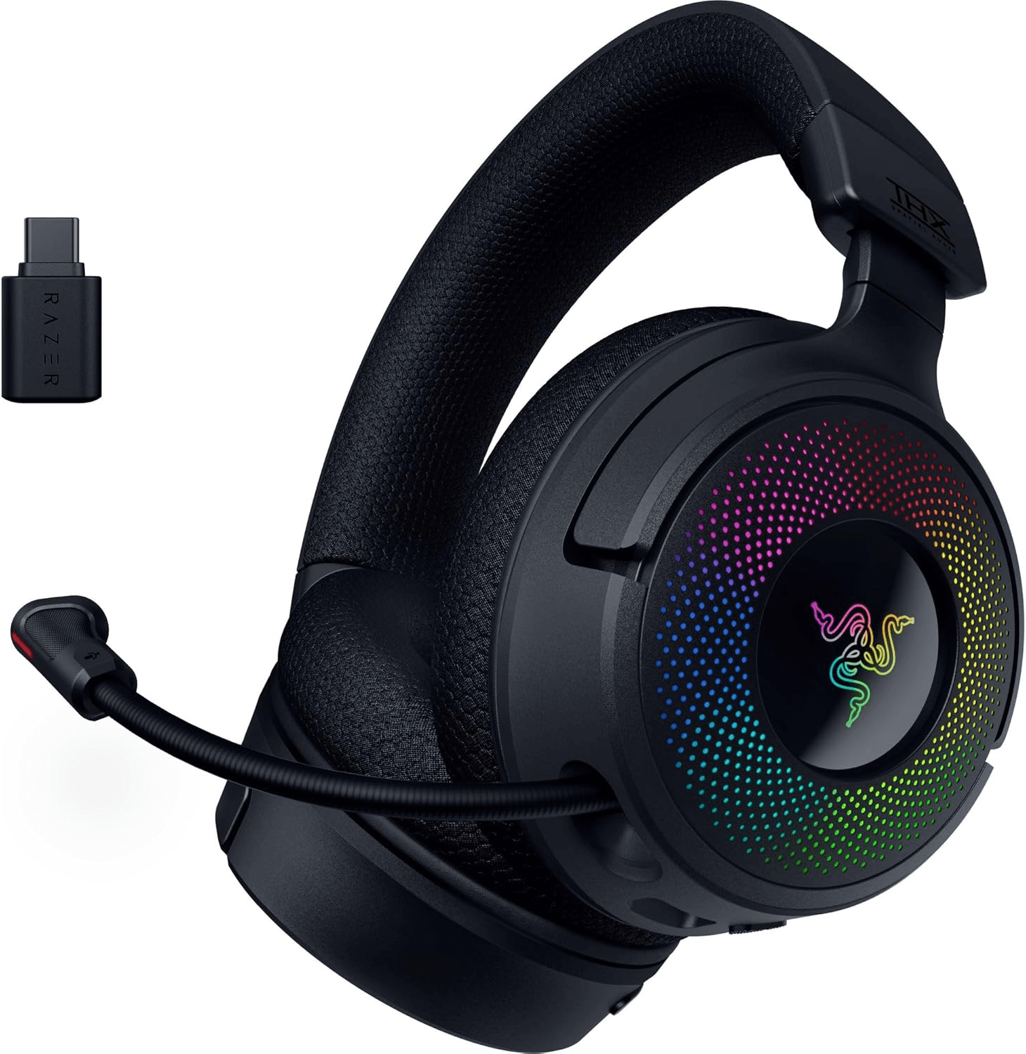 Razer Kraken V4 Wireless Gaming Headset: 2.4GHz, Bluetooth, USB - Super Wideband Mic - 40 mm Drivers - 9 Zone RGB Lighting - for PC, Mac, PS5, Nintendo Switch 2, Steam Deck, Smartphone - Black